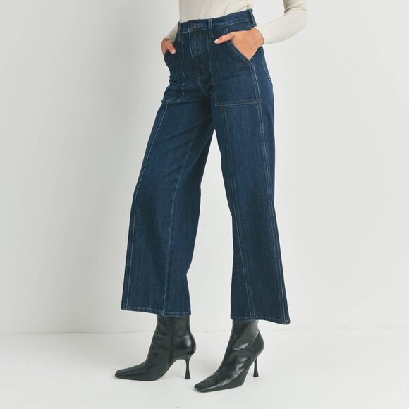 NWT JUST BLACK DENIM DK Seamed Utility Straight Jeans High-Rise Fit Size 27 - Picture 4 of 4